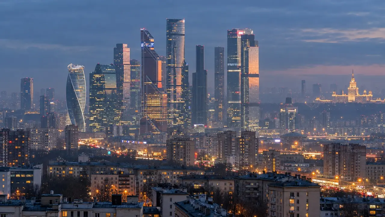 Вечерний вид на московские новостройки